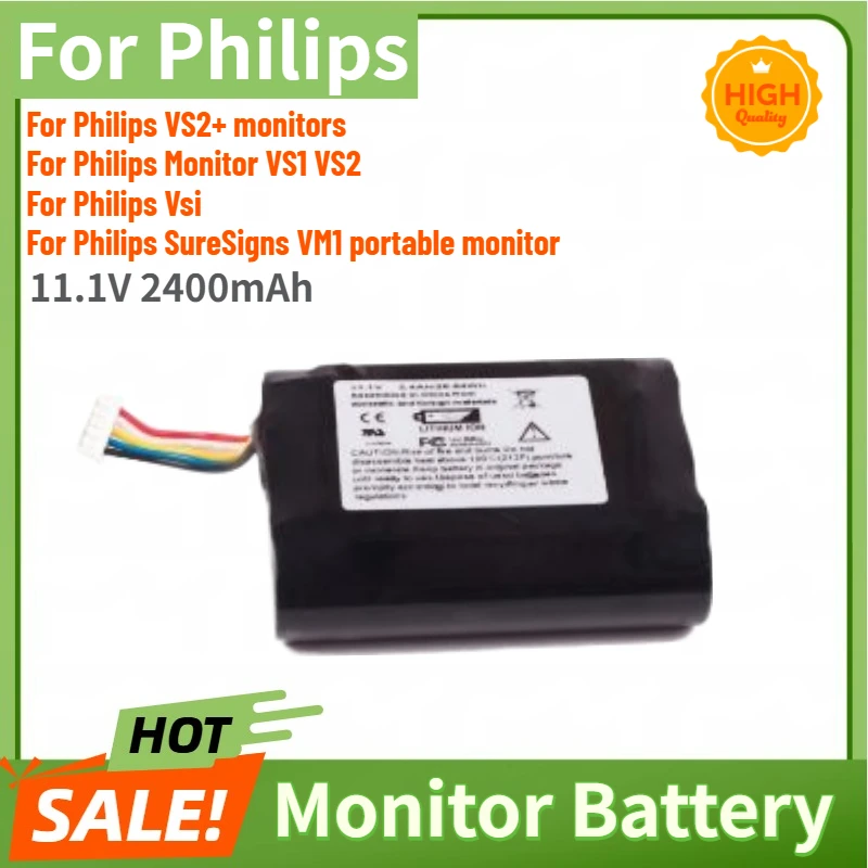 

High Quality Monitor Battery 11.1V 2400mAh for Philips Monitor VS1 VS2, VS2+ monitors,Vsi, SureSigns VM1 portable monitor