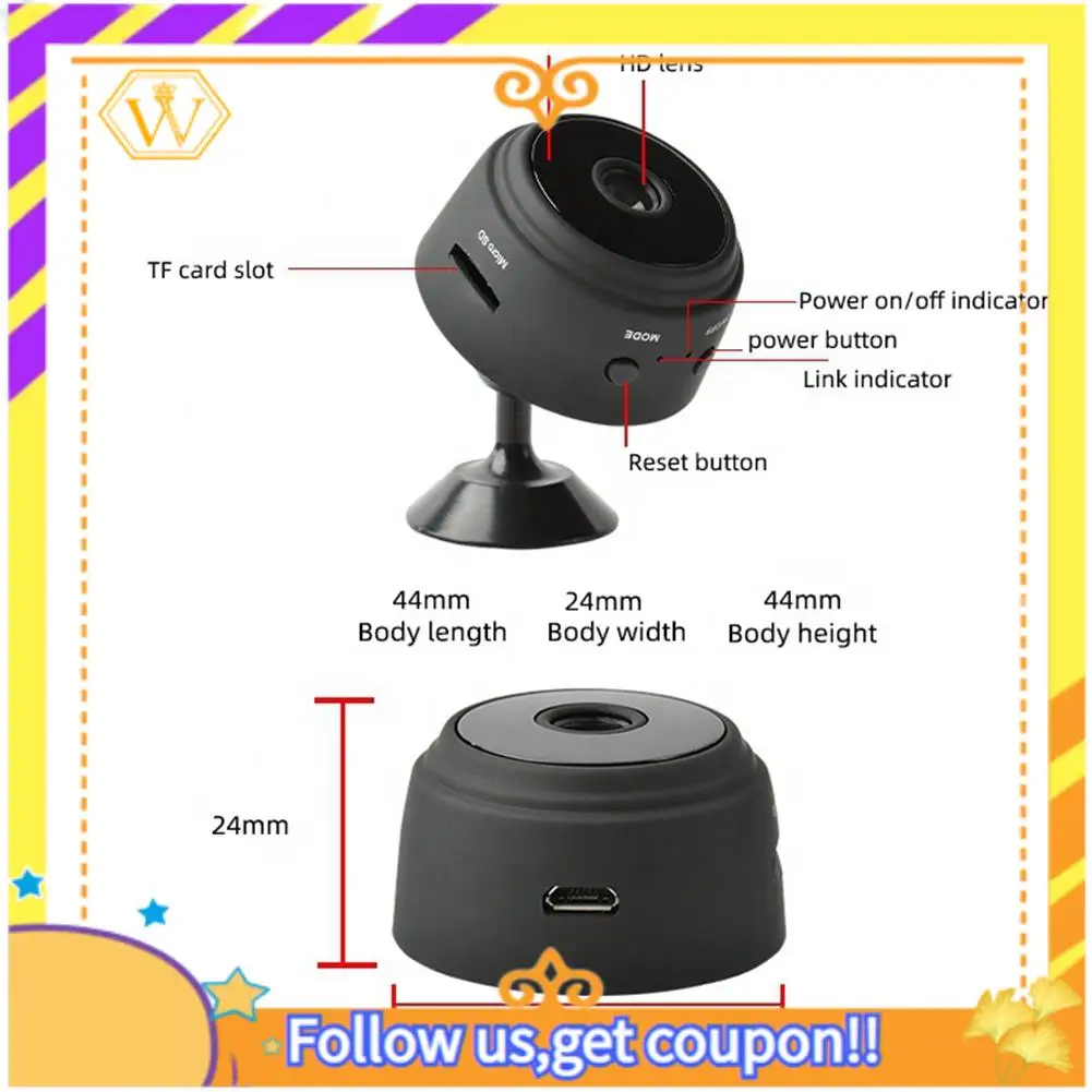 A01K-A9 Mini Camera HD 1080P Night Vision Camcorder Wireless Wifi IP Network Camera 150° Home Security Surveillance Camcorder
