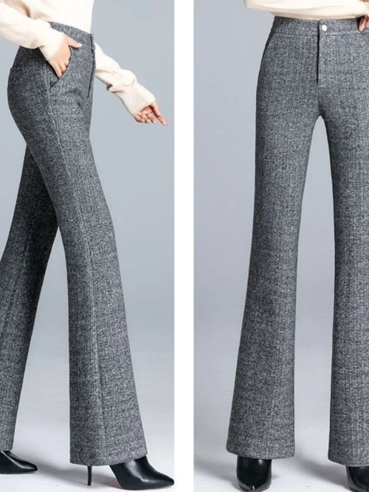 High Waist Thickened Woolen Wide Leg Pants Women's Casual Style Suits Pants Draping Slimming Versatile Autumn Winter New Arrival