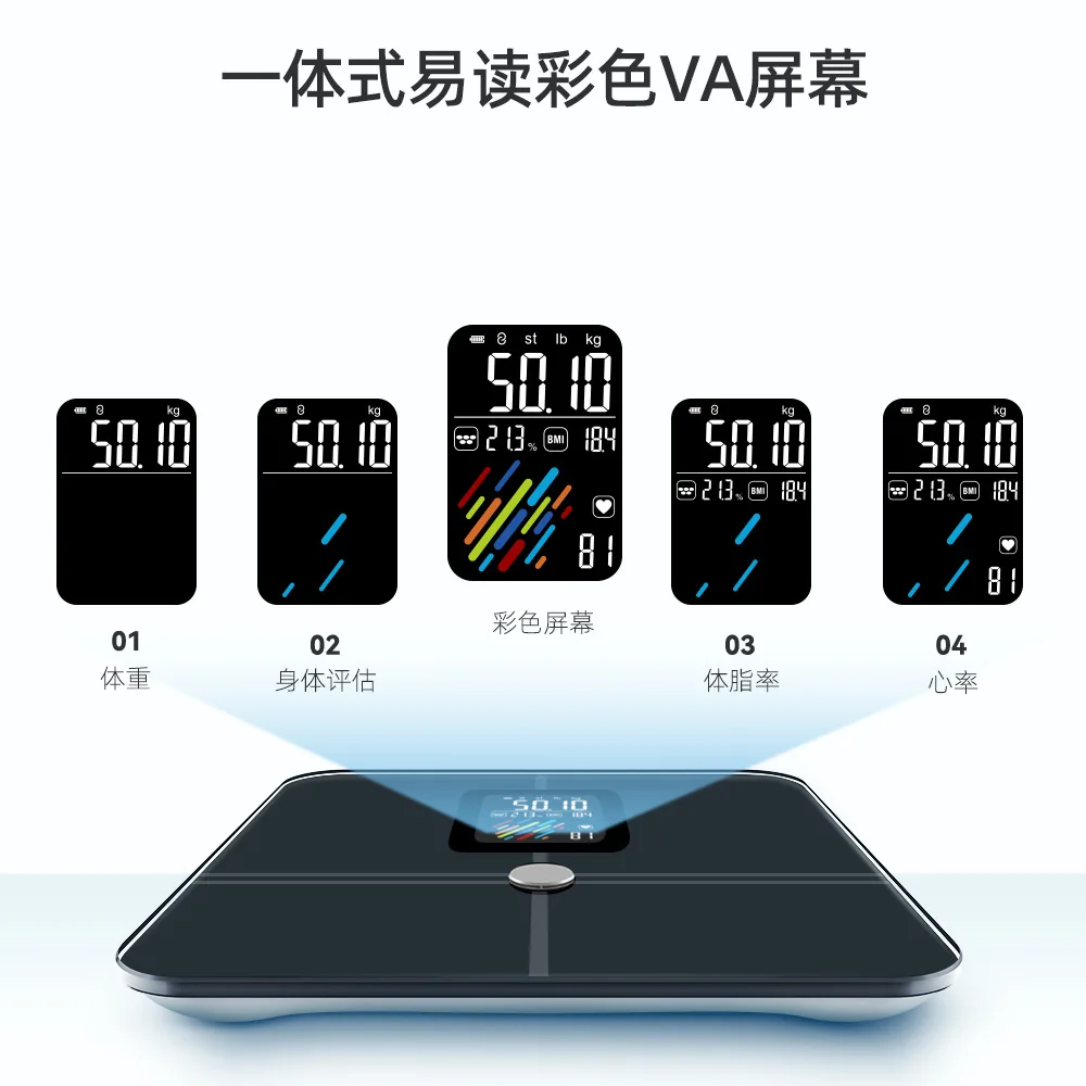 VA Color Display 4‑Electrode Body Composition Scale, Premium Smart Human Weighing Scale for Weight Loss