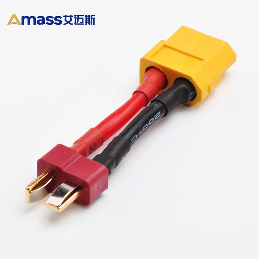 Free Shipping Amass Charge Cable Adapter: Xt60 to T Plug for Lipo Battery Female to Male 14awg