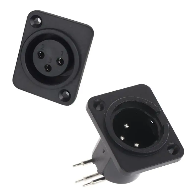 2/10Pcs Male Plug Straight Terminal Panel Mounted Connector 3 Pin Female Jack Panel Mount Black XLR Connector - view 5