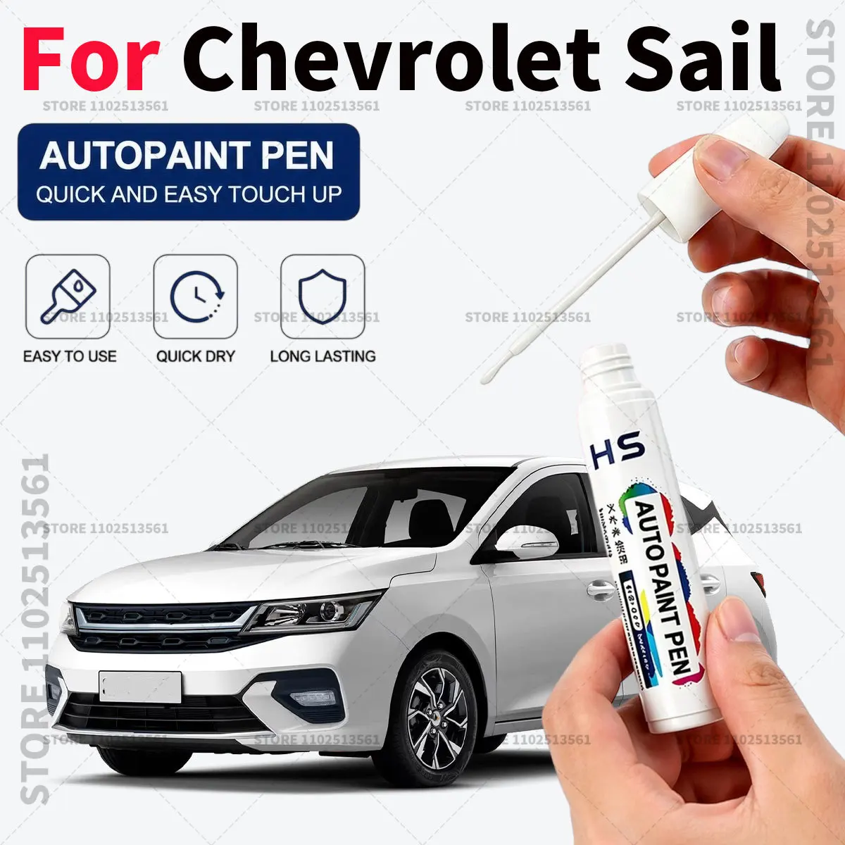 Car Touch Up Paint Pen Scratch Chip Repair Paint For Chevrolet Sail  Super Red Caviar Black White Linen Beige Silver Grey