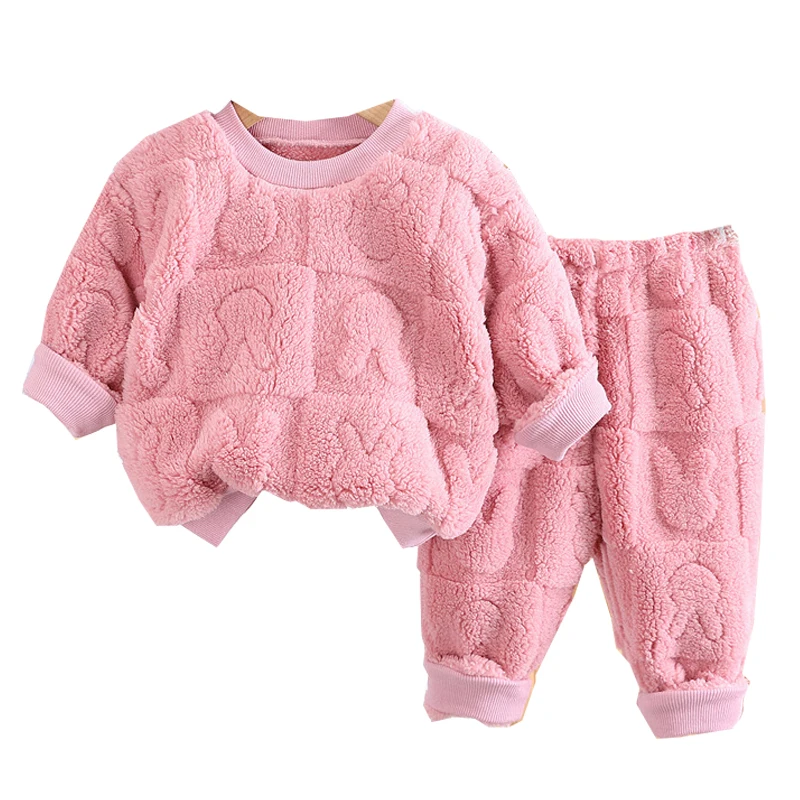 

Winter Clothing Set 0-5 Year Old Boy and Girls Plush warmth Casual Comfortable coat Top+pants 2023 Fashion new children garments