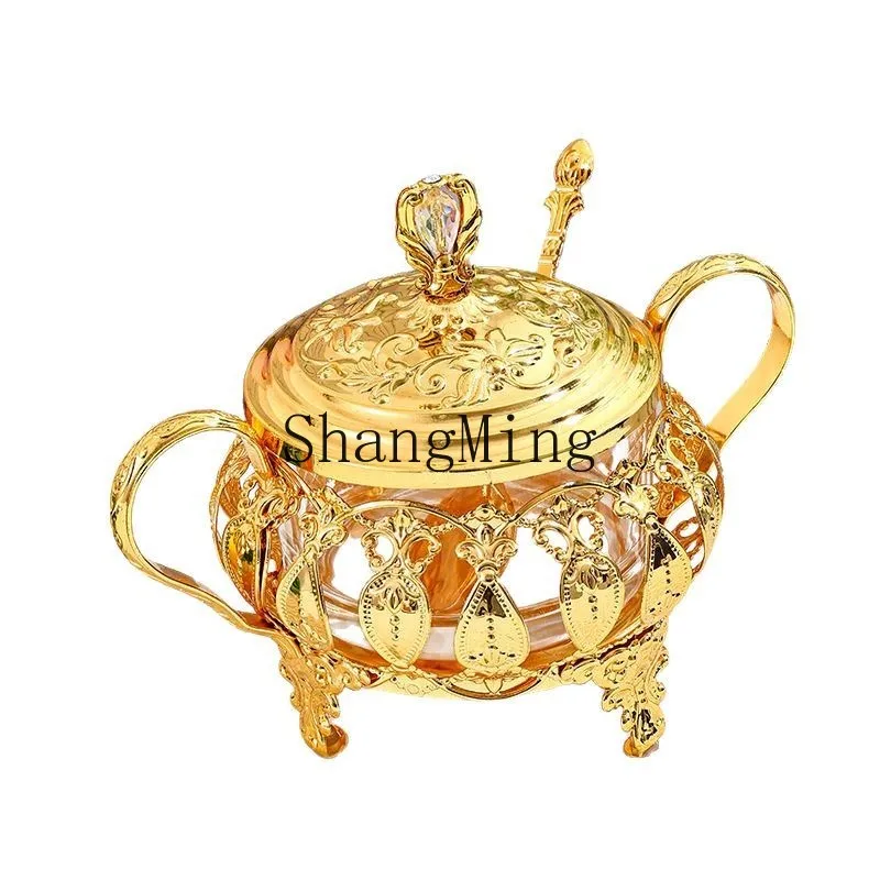 

PYH wrought iron glass seasoning bottle high-end creative hollow metal household seasoning storage box soy sauce salt sugar