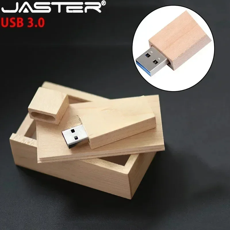 JASTER USB 3.0 Photography Wooden Usb + Gift Box High Speed Usb Flash Drive Wood Pendrive 16GB 32GB 64GB Creative Wedding Gifts