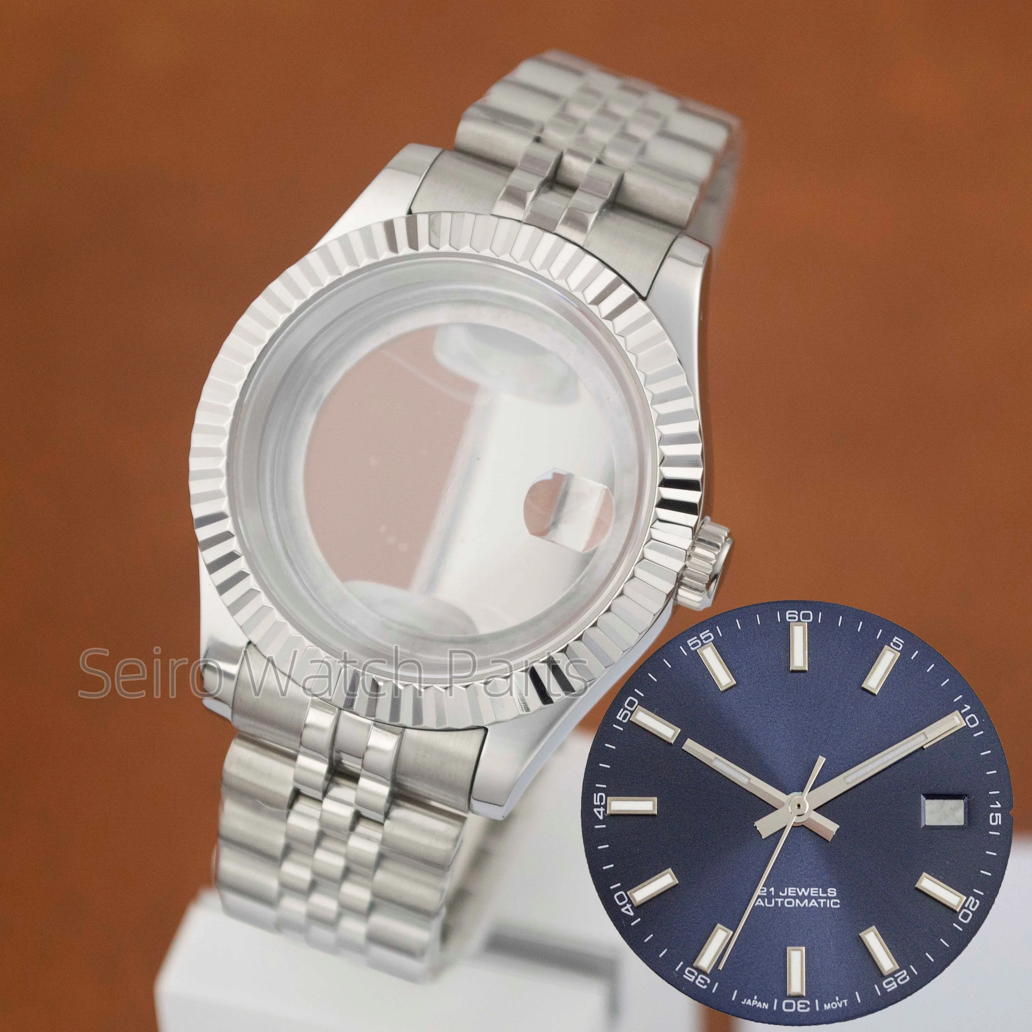 41mm Men NH35 Case Stainless Steel Bracelet Strap Sapphire Crystal 10ATM Waterproof for Datejust NH35 NH36 Movement 31mm Dial