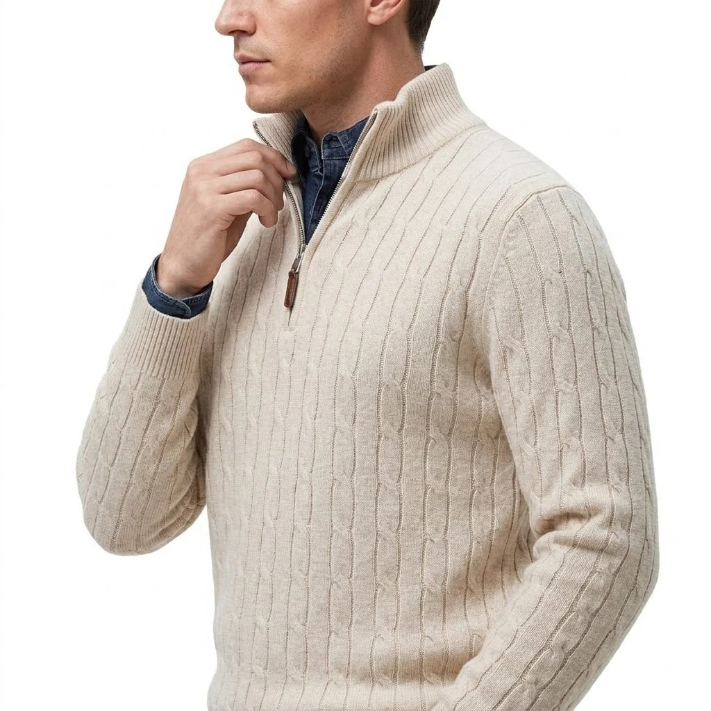 メンズカジュアルスタンドカラーカーディガン ハーフジップ ケ - Men'S Fashion Zip Sweater のレビューと価格