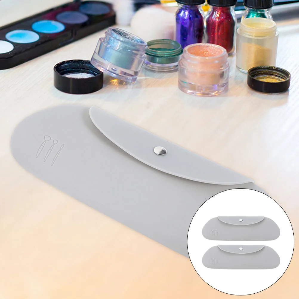 

2Pcs Travel Makeup Brush Organizer Cases Silicone Portable Brush Holders Makeup Bags Cosmetics Storage Pouches