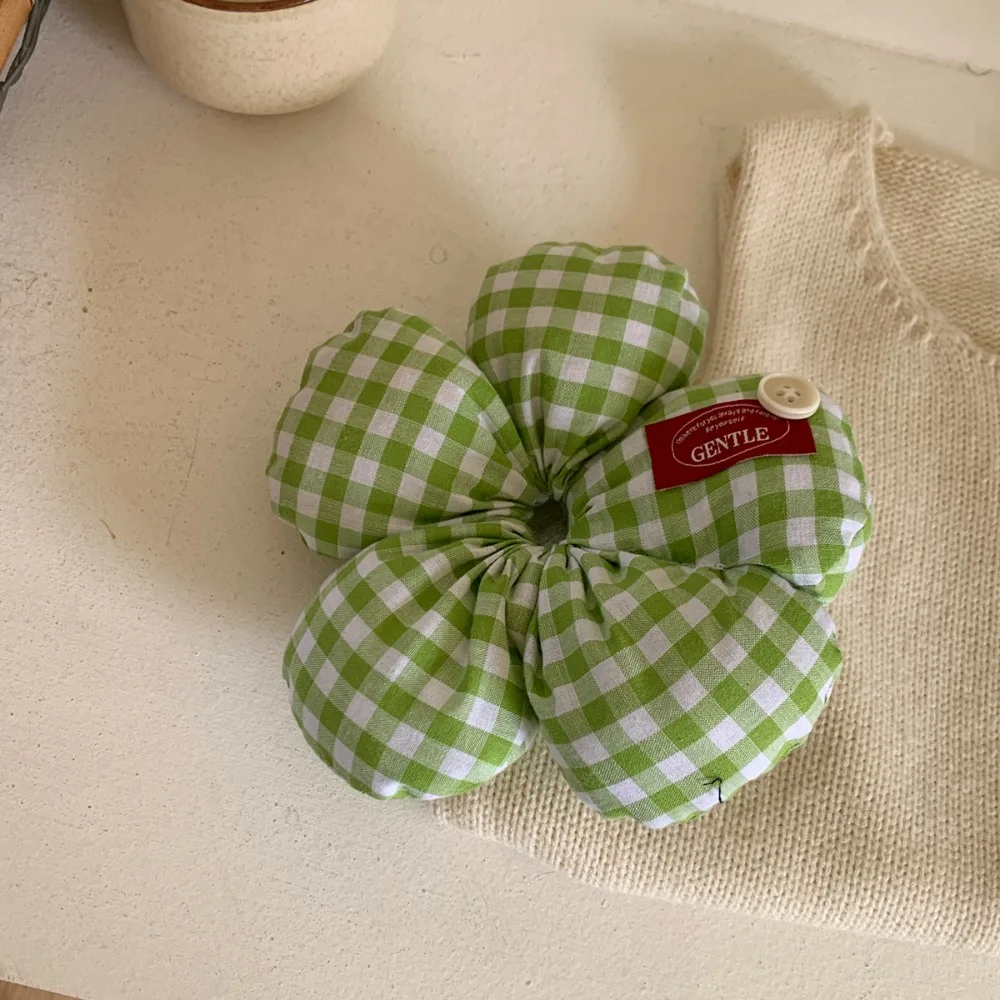 

Exquisite Sweet Flower Hair Scrunchies Cloth Lattice Exaggerated Hair Ring Ponytail Holder Korean Style Oversized Hair Tie Daily