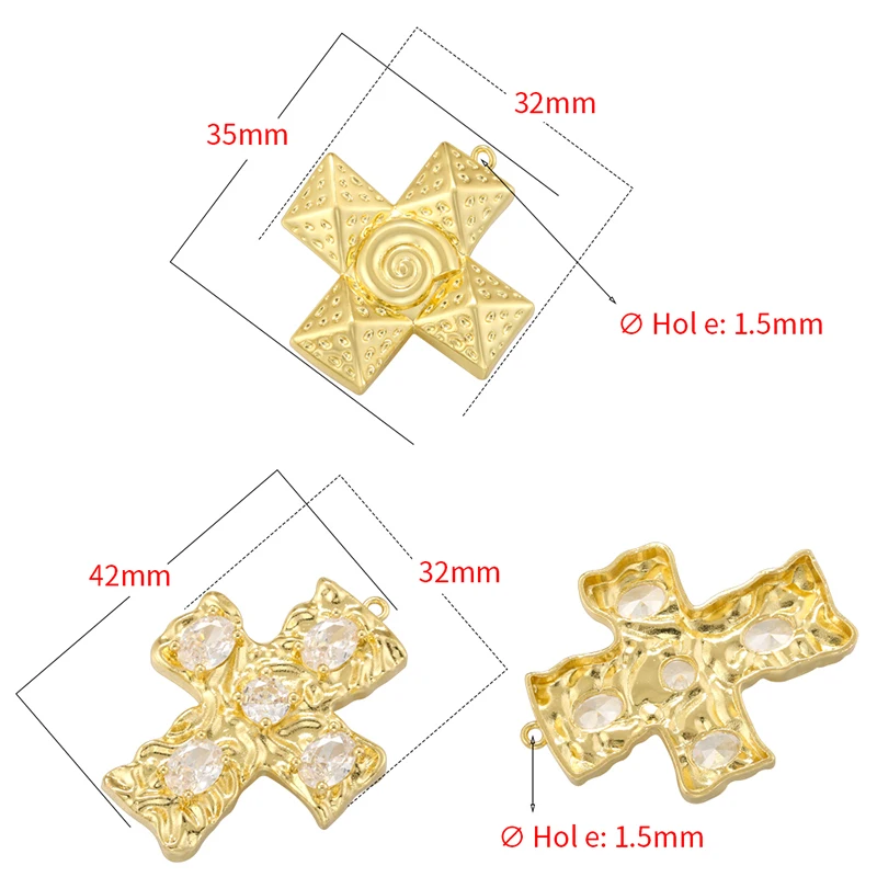 ZHUKOU Brass Material Cross Pendant Metal Pendant Pendant DIY Jewellery Making Accessories Handmade Necklace Gift:VD1624 VD1625