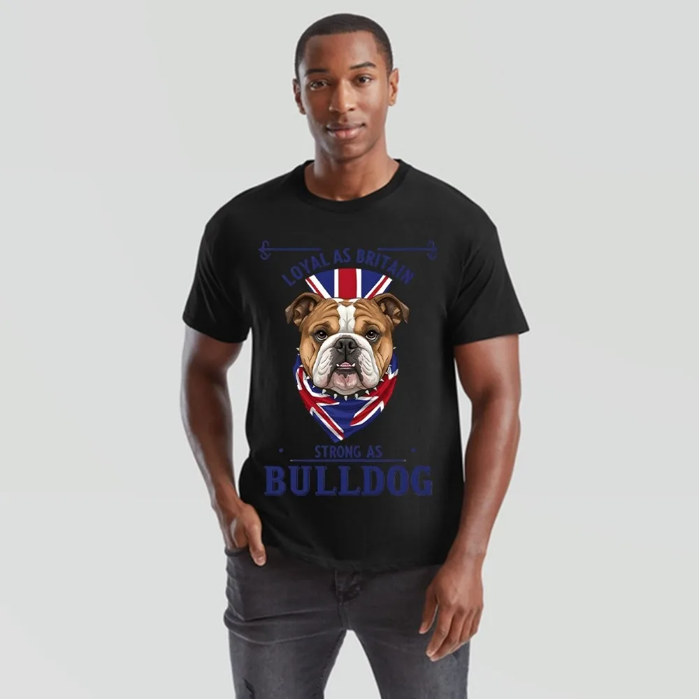 Union Jack Bulldog T-Shirt British Great Britain & UK Flag Tee for Adults T Shirt Short-sleeve Fashion Casual Tops Streetwear