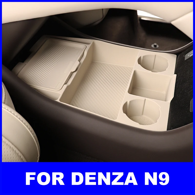 Boîte de rangement inférieure en Silicone pour commande centrale Denza N9 2025, accessoires d'intérieur de voiture