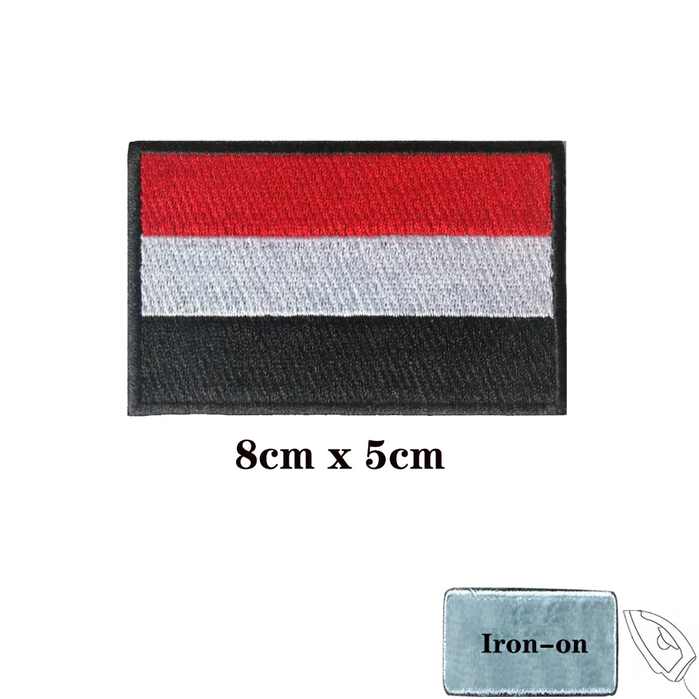 1PC Yemeni flag Yemen Patch Stripes Badge Tags Chevrons Military Armband Iron On Or Hook Loop Embroidered