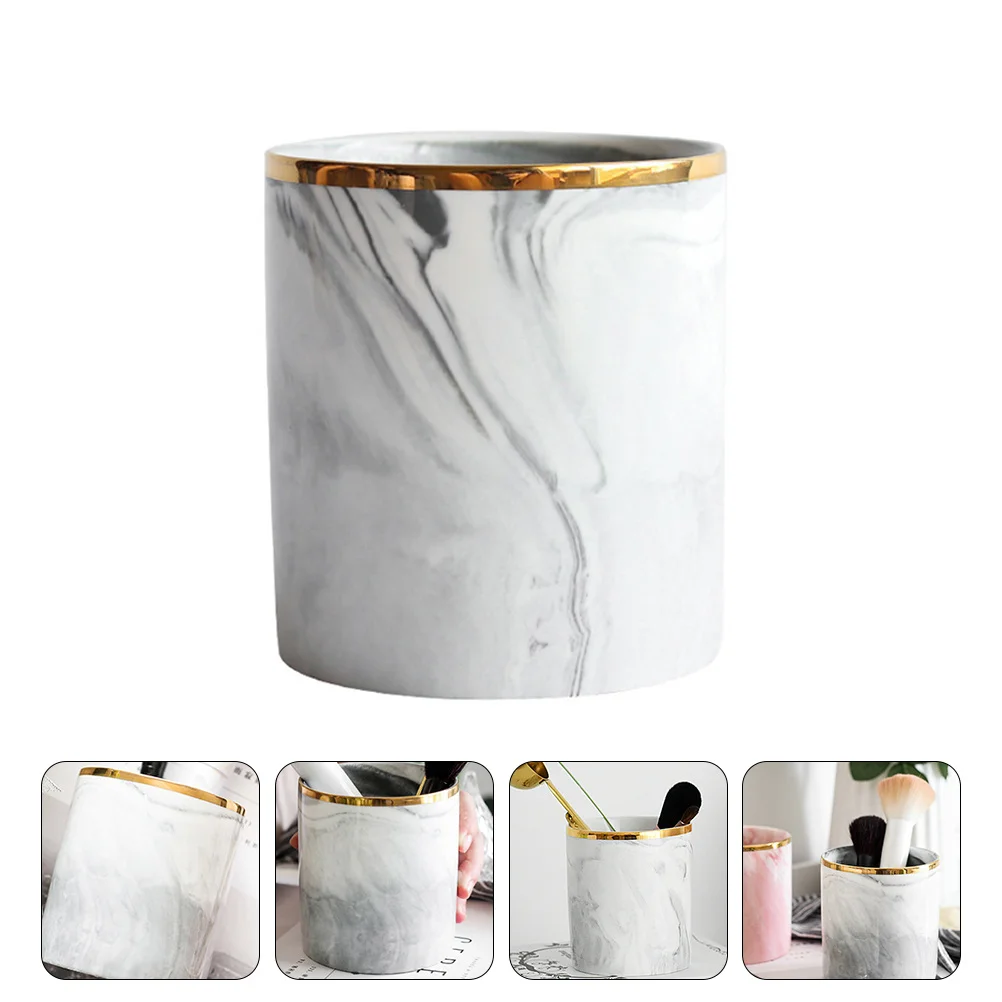 

1Pcs Marble Ceramic Pen Holder Nordic Style Creative Pen Organizer Brush Holder Desktop Storage Office School Supplies