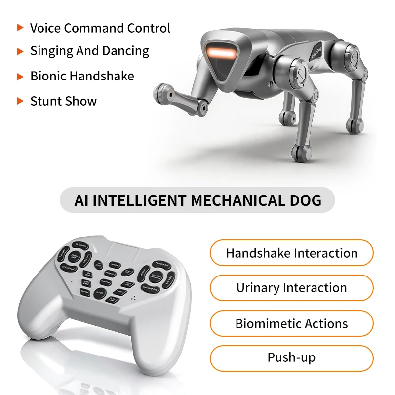 2.4Ghz RC Mechanical Dog Stunt Robot Dog, Programmable Intelligent AI Singing Dancing RC Robot Pet Toy, Stunt Bionic Smart Toys
