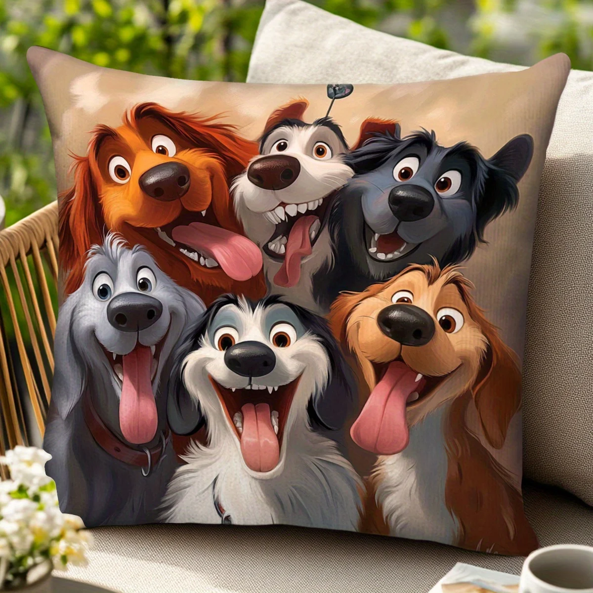 

One cute cartoon dog pillow cover, suitable for decoration in living room, sofa or bedroom (without the filling)