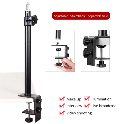 조정 가능한 데스크탑 C 클립 장착 브래킷, 알루미늄 데스크탑 조명 브래킷, 디지털 SLR 캠에 적합 