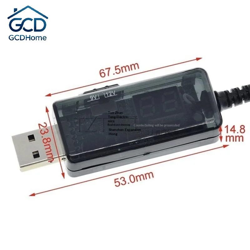 USB Boost Converter DC 5V To 9V 12V USB Step-up Converter Cable + 3.5x1.35mm Connecter For Power Supply/Charger/Power Converter
