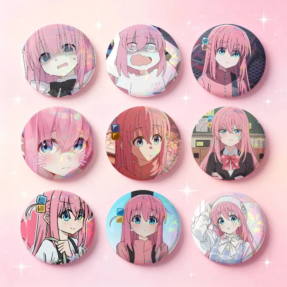 Hitori Gotoh Anime Figure Badges Button Round Creative Pin Brooch Badge Bag Decor Accessories Fans Collect Friends Gifts