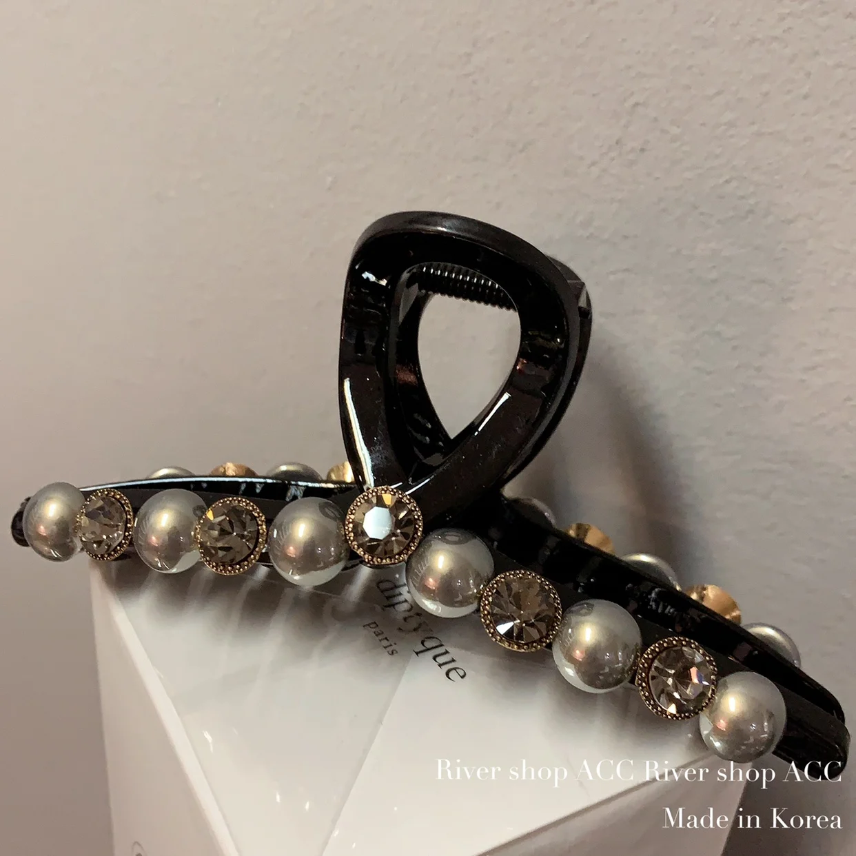 

13cm Long Large Hair Crabs for Women Hair Claws With Rhinestones and Artificial Pearls Black Hair Accessories Hair Clips