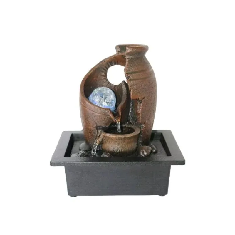 #q-Hae Home Decorative Desktop Fountains Indoor Color Led Light Creative Craft Home DecorFigurines FengShui Waterfall Fountaino*