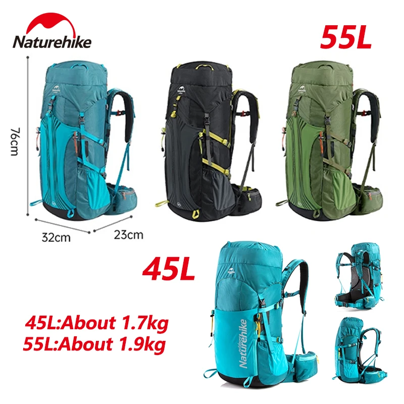 Naturehike 45L 55L 65L Backpack Hiking Trekking Camping Outdoor Professional Climbing Rucksack Large Capacity With Rain Cover