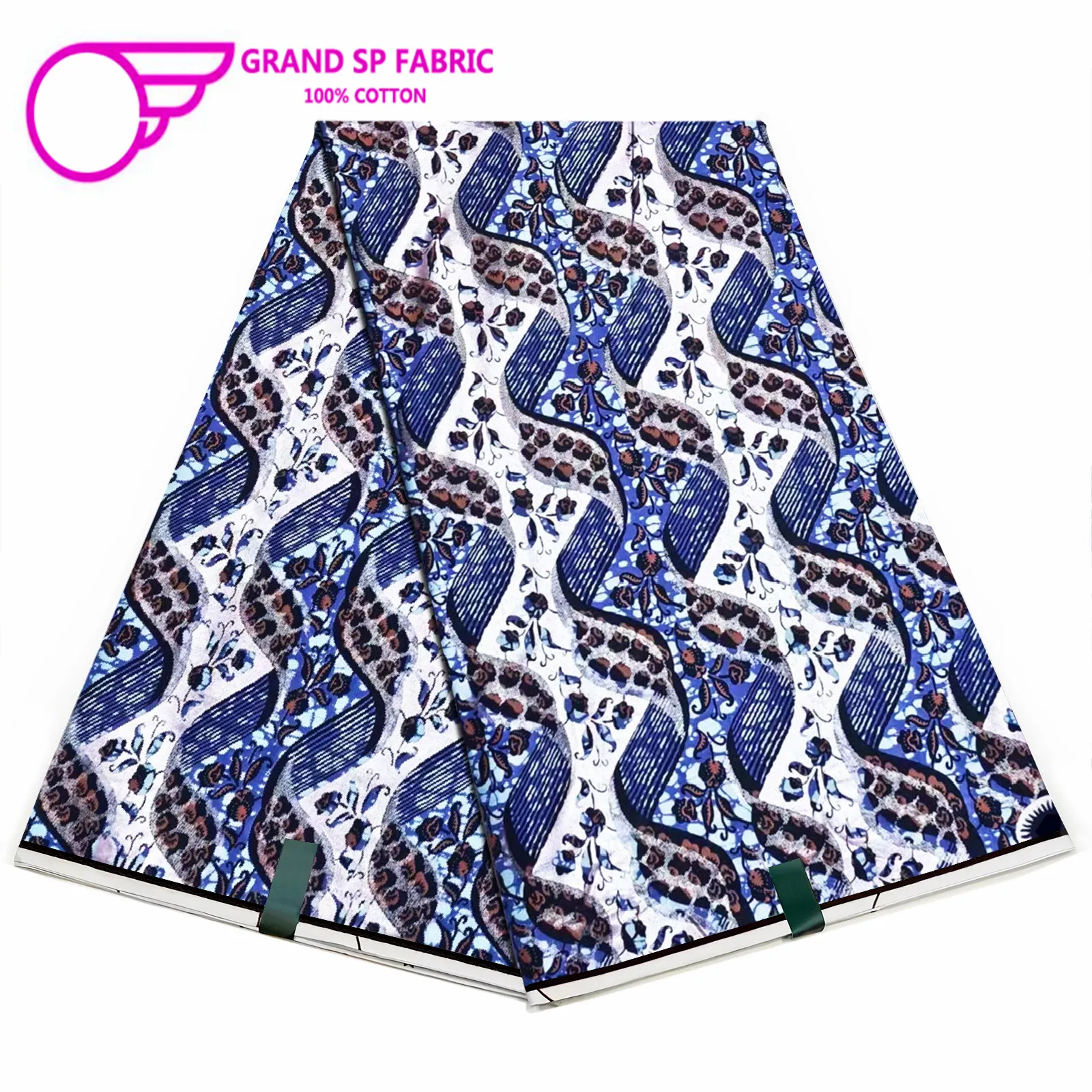 

Grand Super Fabric 100% Cotton African Wax Fabric High Quality Wax Print Ankara Fabric For Sewing 6yards Women Fabric FF-14-92