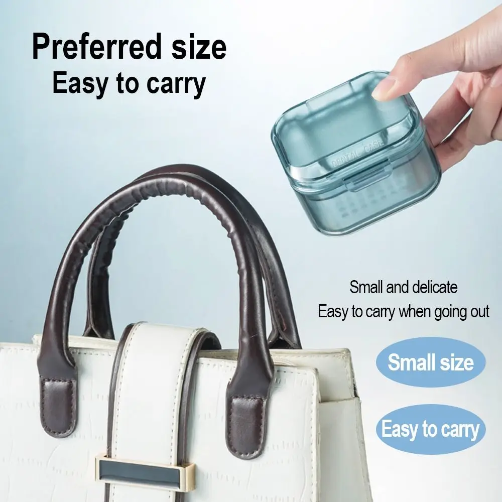 Portable Soak Orthodontic Retainer Dental Cleaning Mouth Guard Container Braces Storage Box Denture Case Tooth Socket Box