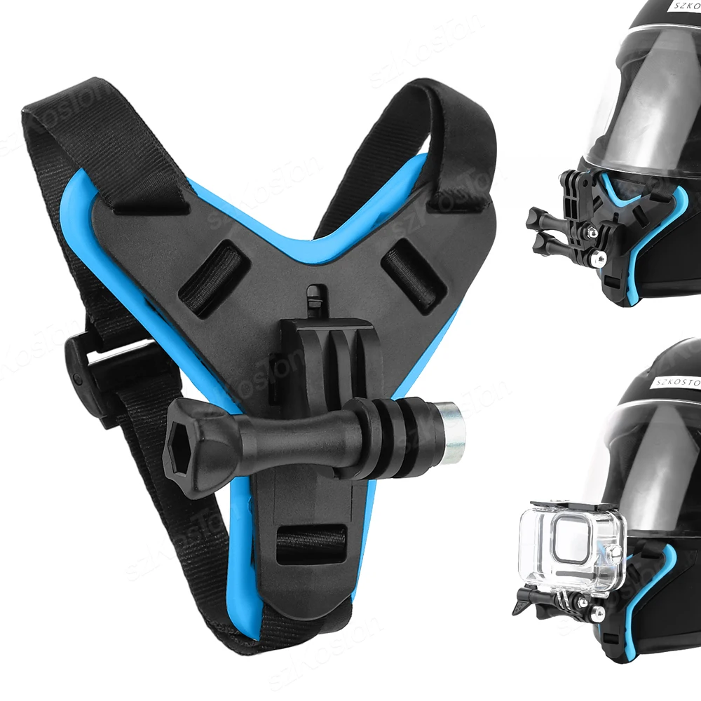 Motorcycle Helmet Mount Strap Flodable Front Chin Mount for GoPro 13 12 11 10 9 8 DJI Osmo Action 6 5 Insta360 X5 X4 Accessories