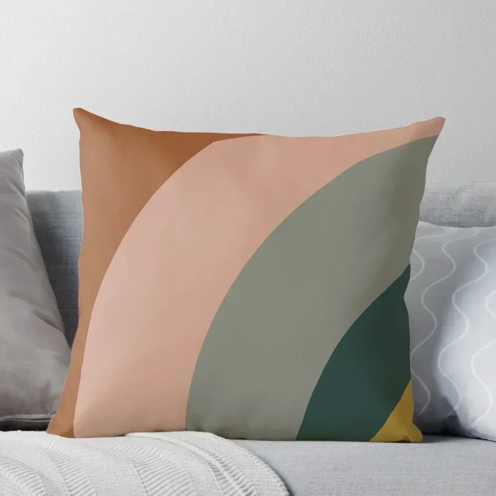 

Sound Waves Minimalist Pattern in Mustard Yellow, Teal, Grey, Blush Pink, and Rust Throw Pillow