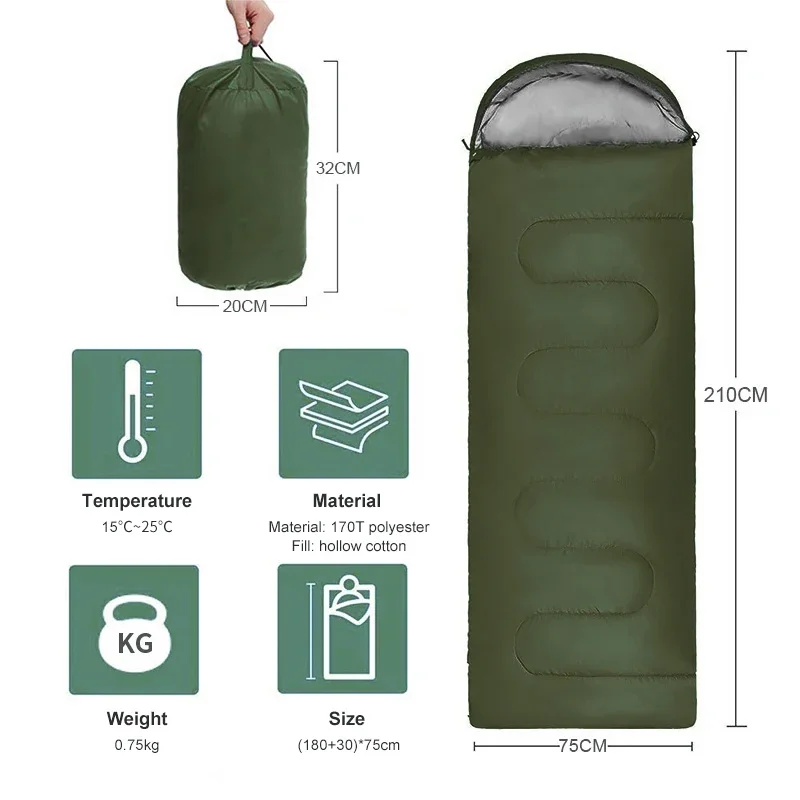 2023 New Camping Sleeping Bag Lightweight 4 Season Warm Cold Envelope Backpacking Sleeping Bag for Outdoor Traveling Hiking