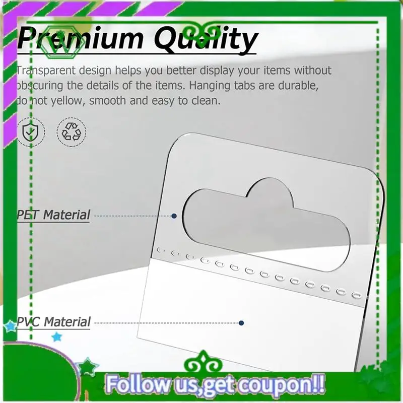 ABIK-Hang Tabs, 4000 Pcs Clear Sticky Hanging Tabs Slot Hole Self Adhesive Plastic Hang Tags, 4.5 X 3.5Cm