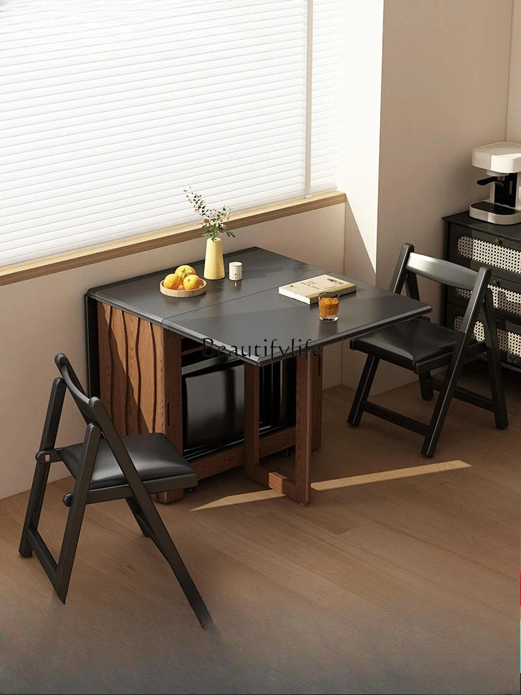 

Solid wood foldable dining table family small household