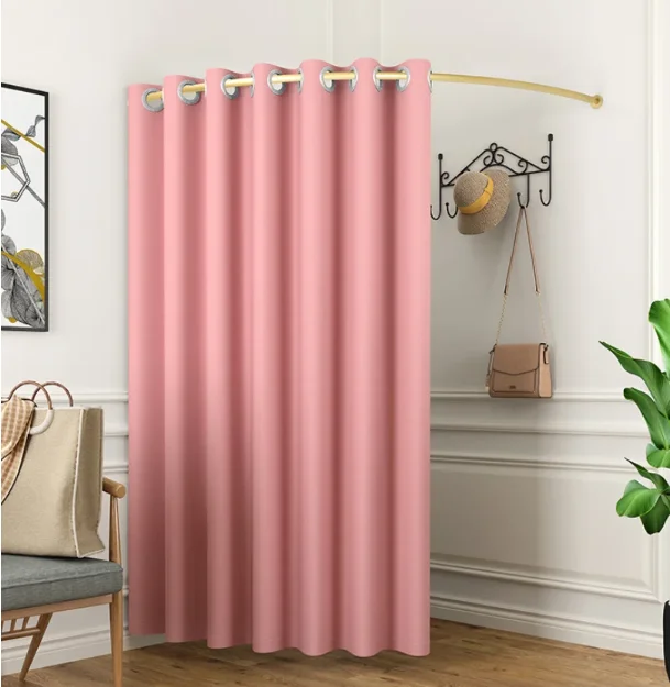 Fitting room door curtain Clothing store Changing room door curtain Simple floor type movable folding track Changing room pole