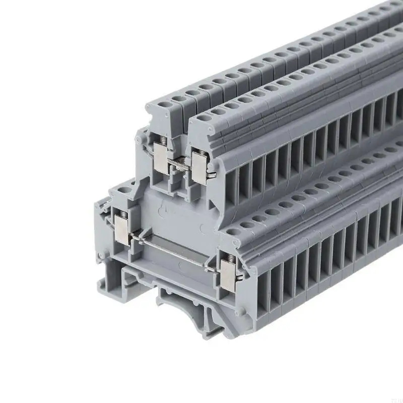 77JD 50 Pcs UKK3 DIN Double Level Dual Row Terminal Block 500V 25A 28-12AWG Gray
