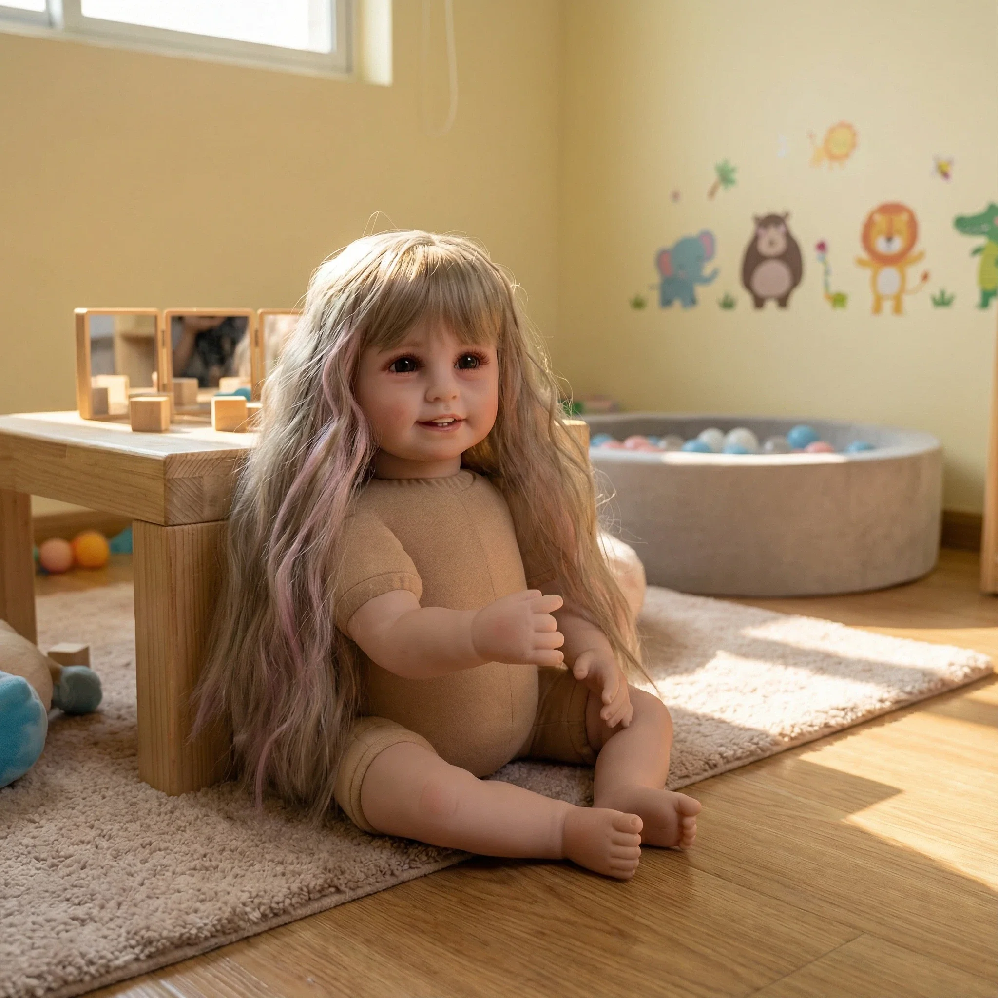 Smile Nude Doll 22 Zoll NPK Reborn Baby-Puppe mit weichem Körper, Modepuppe, Spielkamerad, Kinderspielzeug für Rollenspiele, Weihnachtsgeschenk