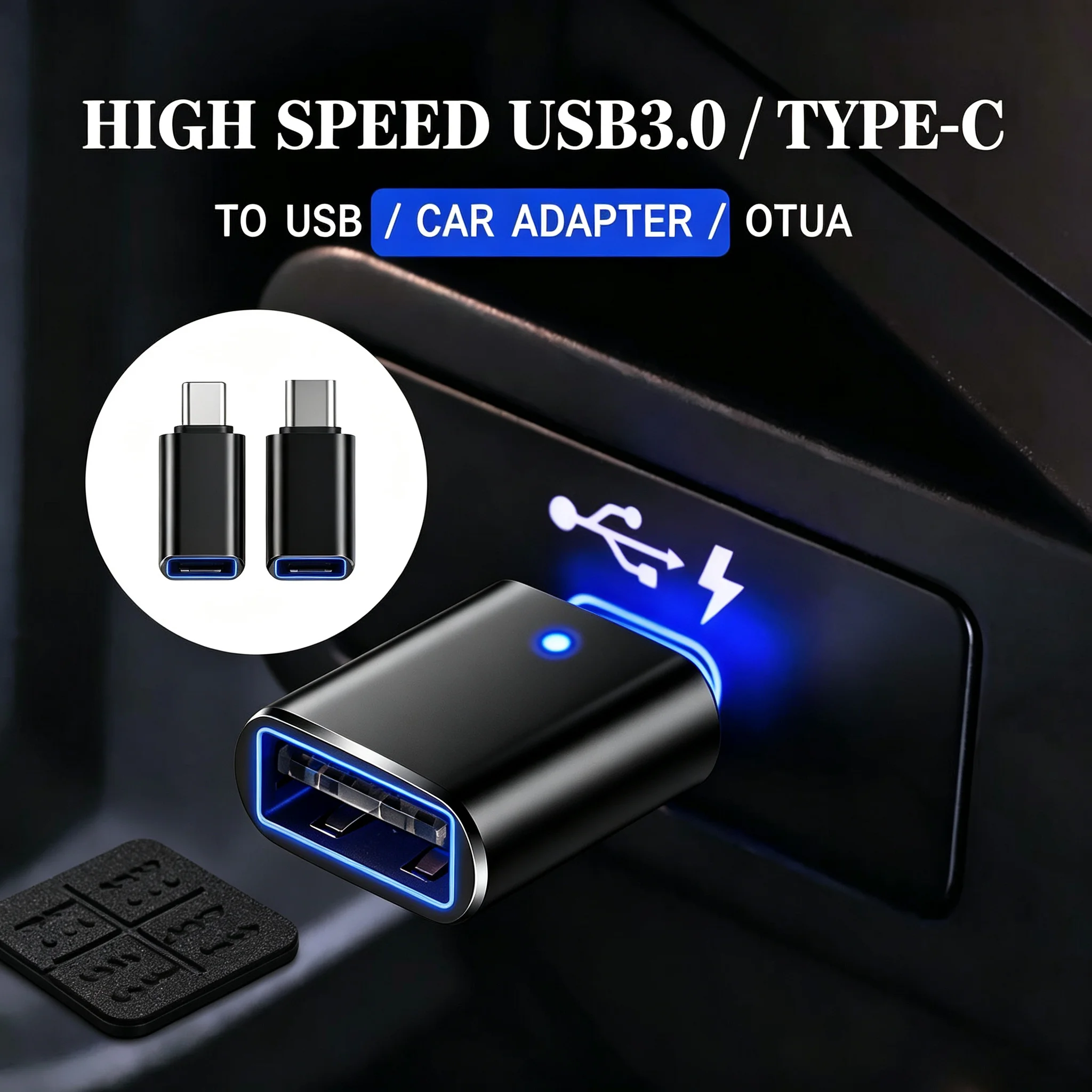 1pcs USB 3.0 Type-C Data Adapter Type C 10A OTG USB C Male To USB For Peugeot 206 307 308 3008 207 208 407 508 2008 5008 107 106 view 6