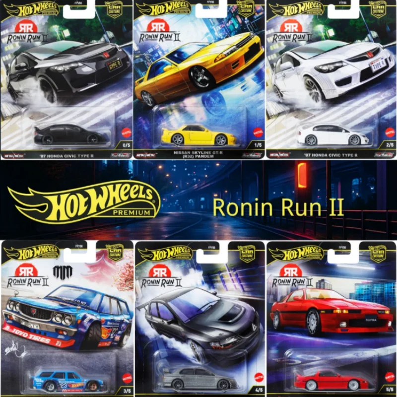 

Оригинальный автомобиль Hot Wheels Premium 1/64 Car Culture Ronin Run 2, золотая этикетка, автомобиль Honda Mazda Nissan Toyota Fpy86, литой автомобиль, игрушки Gif