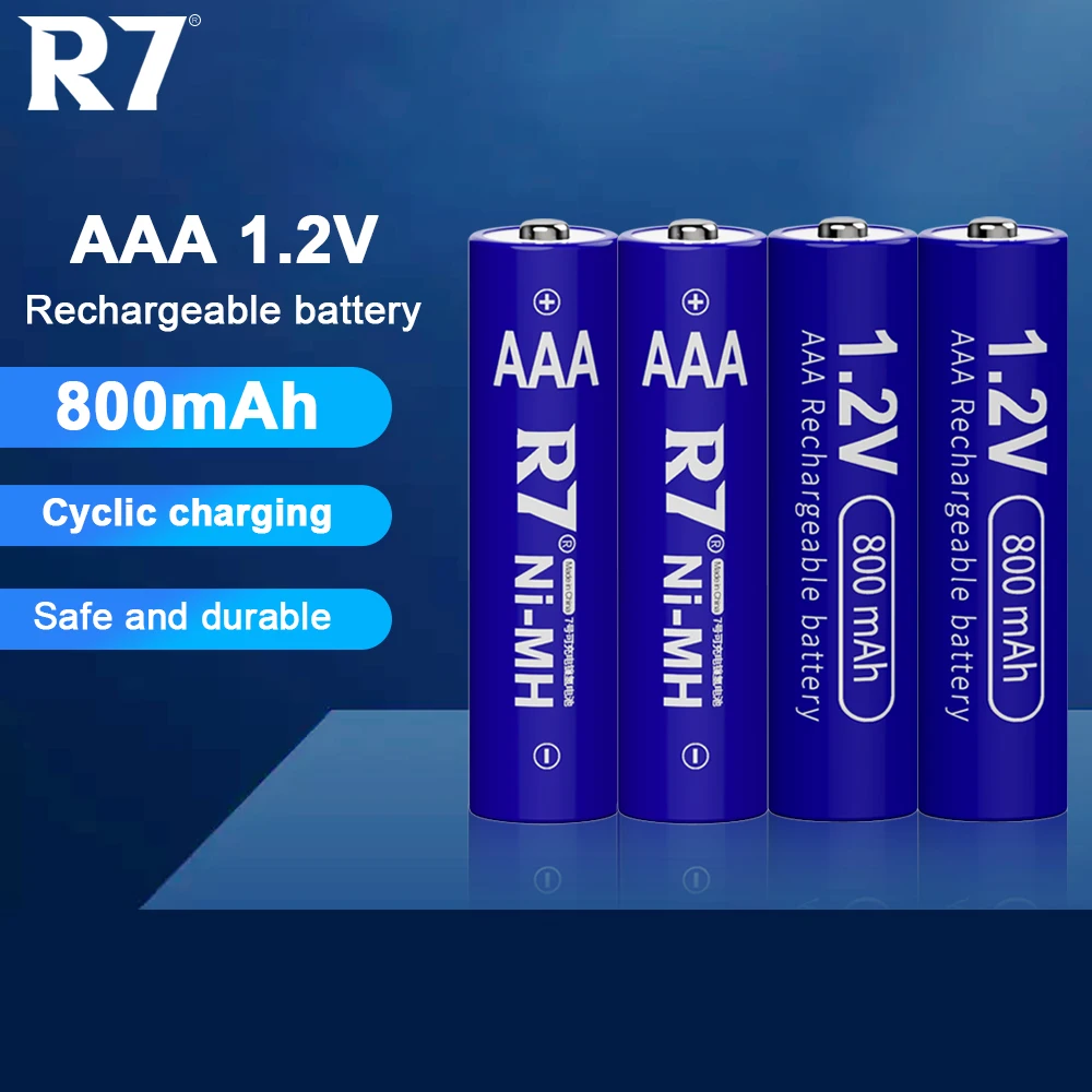 

R7 1.2V AAA Battery Ni-MH AAA Rechargeable Batteries 800MAH 3A aaa for flashlight Toy aaa battery + Battery Holder