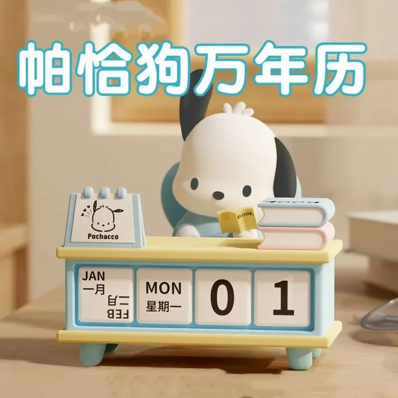 Sanrio Desk Calendar Series Exquisite Anime Peripheral Kuromi Pochacco Static Desktop Decorative Ornaments Kids Toys Gifts