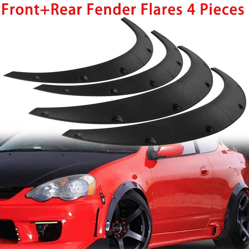 

4PCS Black Universal Wheel Arch Fender Flares Cover Trim Mudguards Protective Lip Anti-Scratch Strips Car Accessories