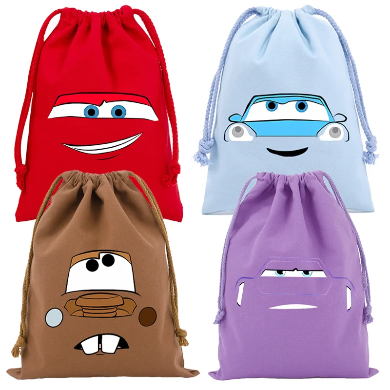Bolsas con cordón Lightning McQueen, figuras de dibujos animados de Anime, bolsos para niños, almacenamiento de dulces para fiesta, bolsas decorativas para fiesta, regalos para niños