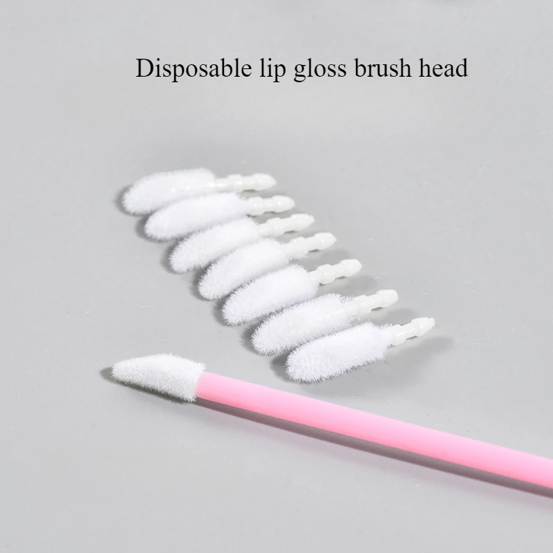 口紅、植毛リップグロス、メイクアップブラシ用のリップブラシヘッド100個入り1個。
