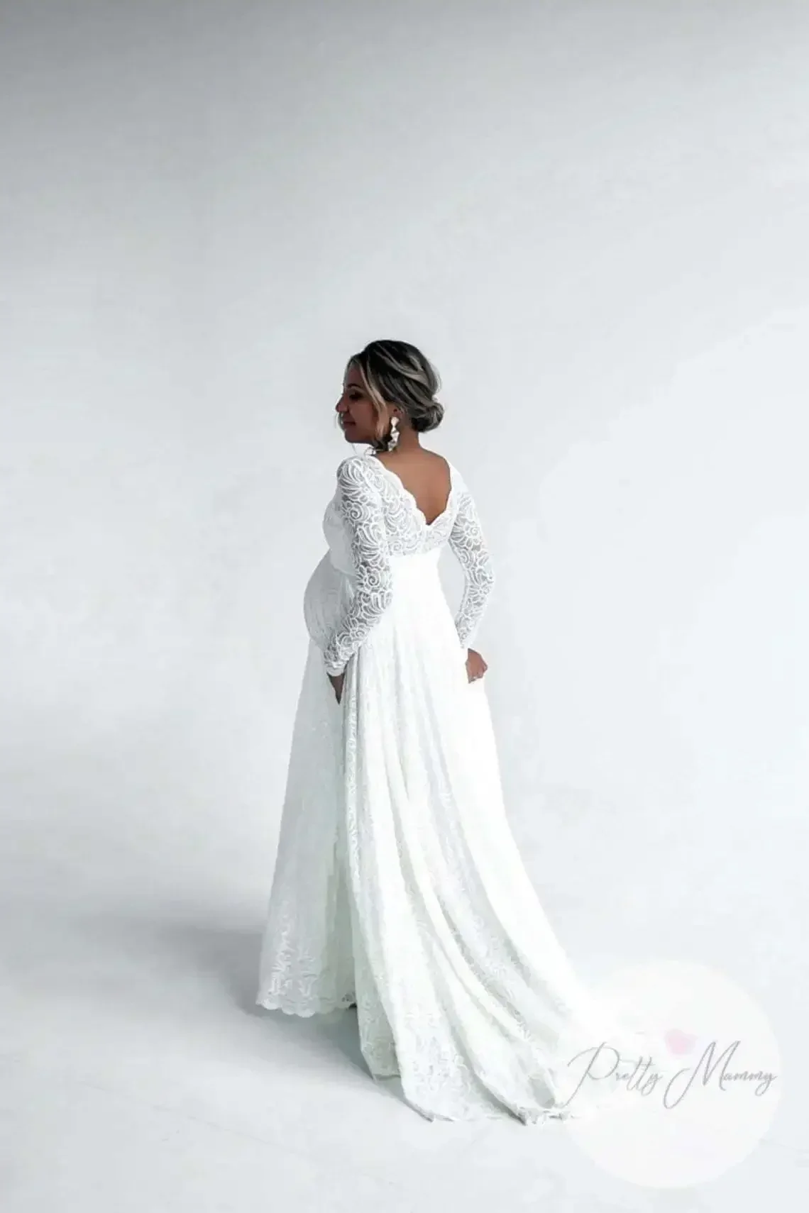 Maternity Photography Props Long Wedding Dress Gown Lace Pregnancy Fancy Shooting Photo Summer  Pregnant Clothes New