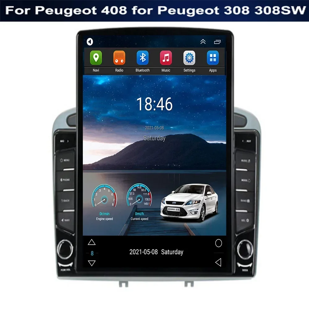 8G+128G Android 14 Car Radio GPS RDS DSP multimedia player for Peugeot 408 for Peugeot 308 308SW 2din android car player NO DVD