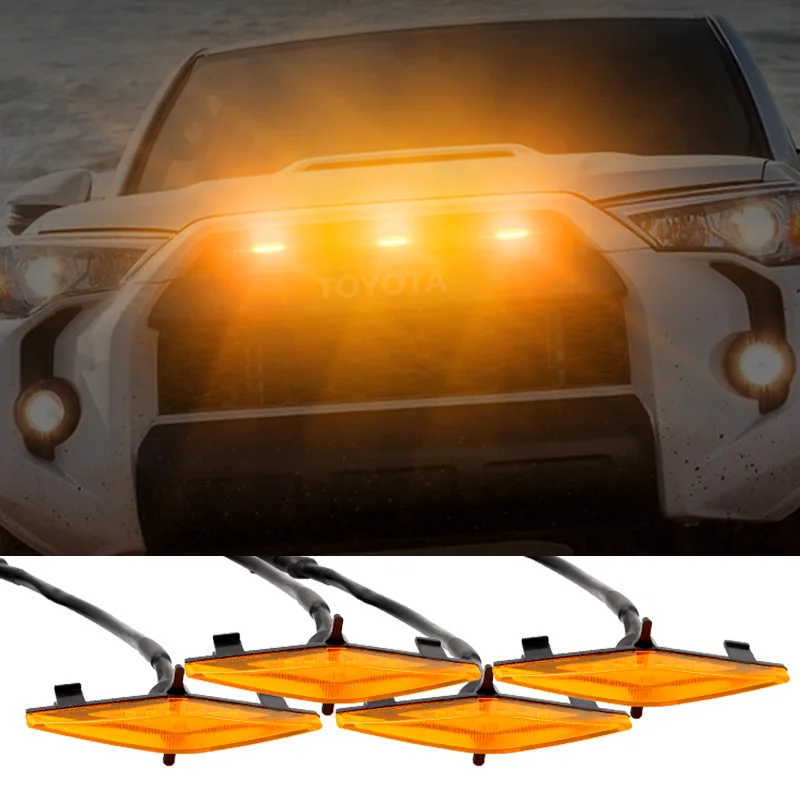 

Grille Yellow LED Light For Toyota 4Runner (1 head with 4 lights) Explosive Flash LED Atmosphere Light in 4 colors &2 shell