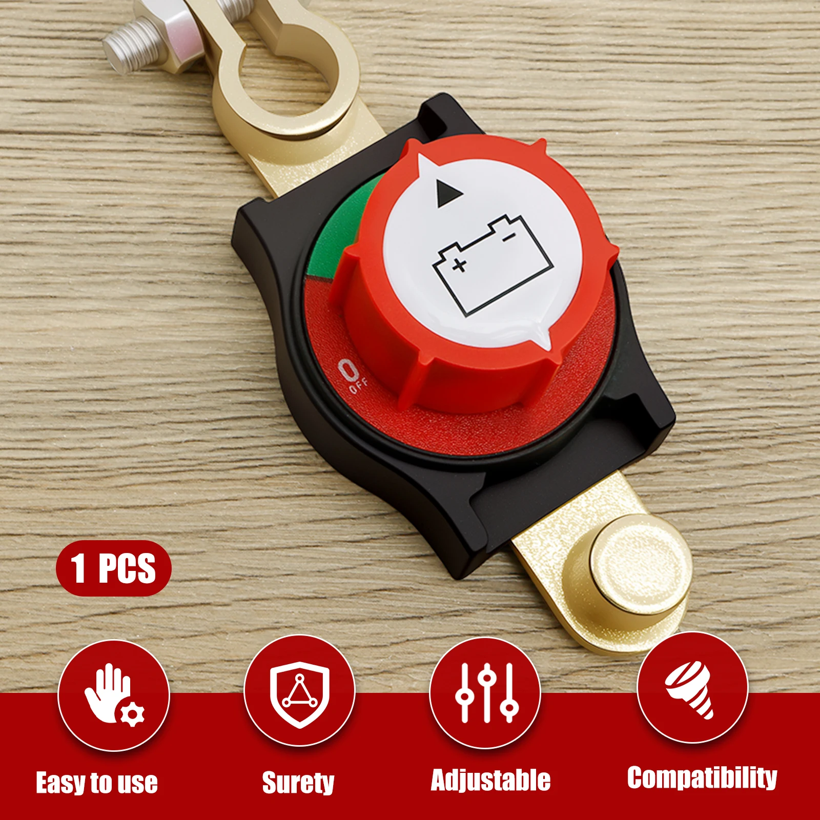 12-48V Top Post Battery Disconnect Switch Safe Car Battery Cut Shut ON Off Kill Switch for 15 to 17 mm Cathode Battery Terminals