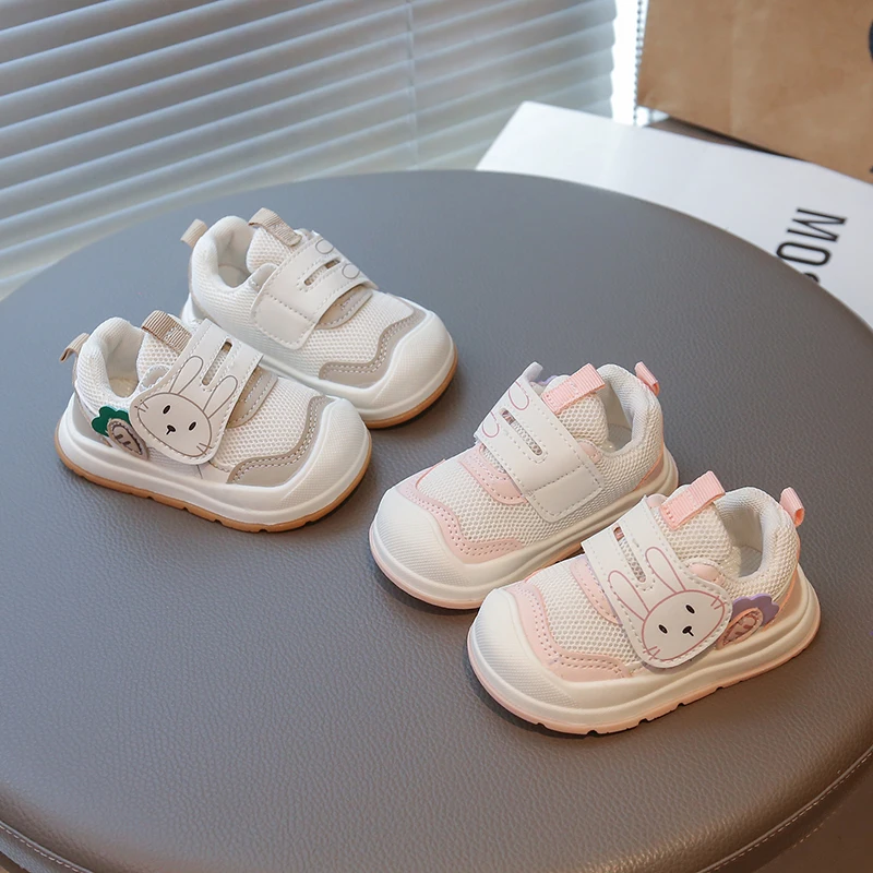 

Baby Walking Shoes with Sweet Bunny Cute Kids Flat Shoes Round Toes 2025 Autumn New Toddler Princess Sports Shoes Hook&loop
