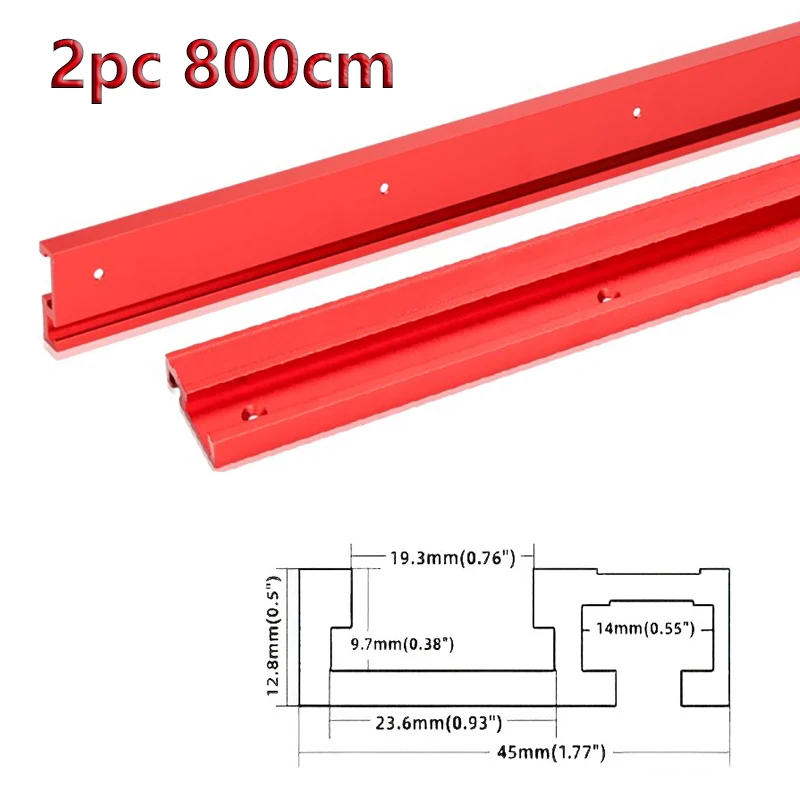 

2pc/Set 80CM 45Type T Track Aluminum Woodworking T-slot Miter Track Jig Miter Track Stop for Router Table Bandsaws DIY Tools